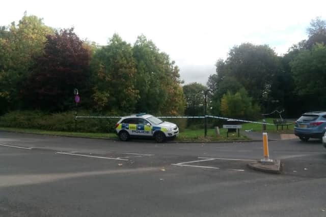 A large area of land is taped off in Mosborough this morning