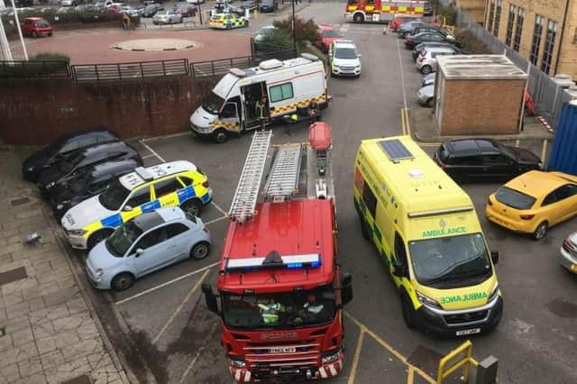 Emergency services dealing with an incident at Victoria Quays in Sheffield.