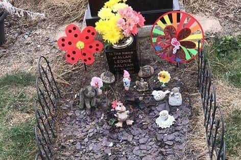 Leonie Lewis' grave after it was brightened up by her sister