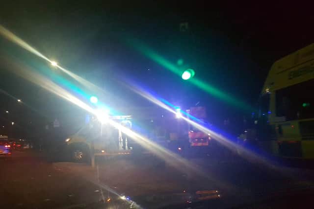Ambulances at the scene.