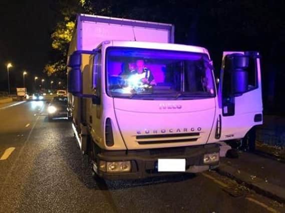 A lorry stopped after a police chase involving officers from South Yorkshire