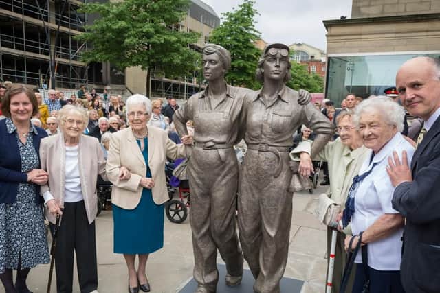 The unveiling of the Women of Steel statue in Barkers Pool