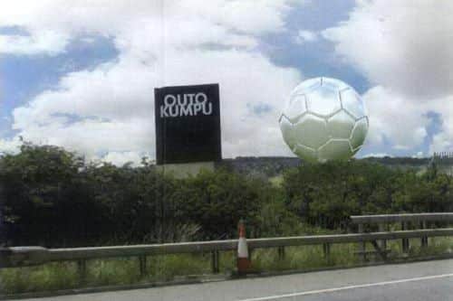 How the giant football sculpture beside the M1 would look (pic: Sheffield FC/Ward McHugh Associates)