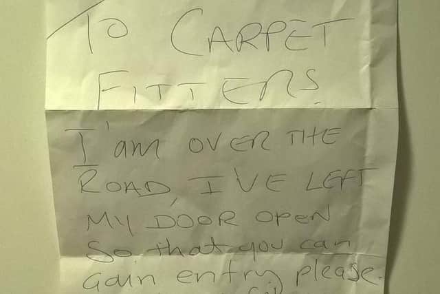 The note left by a Stannington householder.