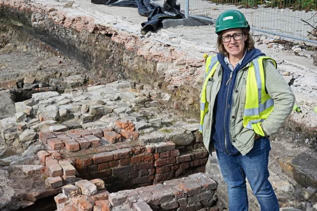 Milica Rajic, archaeologist and project manager for the Sheffield Castle archaeological excavation, pictured at the dig. Picture: Marie Caley