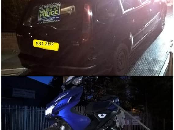 The car and scooter seized by police. Picture: Sheffield NE NHP.
