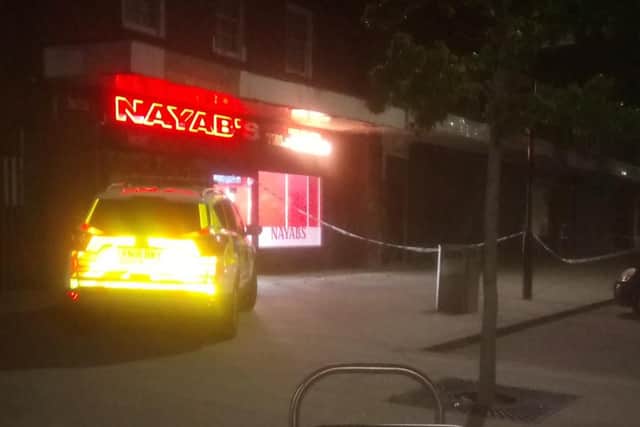 Police outside Nayab's Takeaway, Parson Cross. Picture: Mat Rickett.
