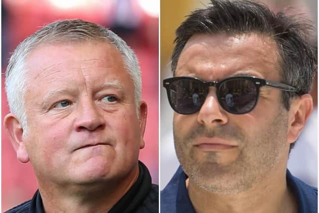 Sheffield United manager Chris Wilder and Leeds United owner Andrea Radrizzani.