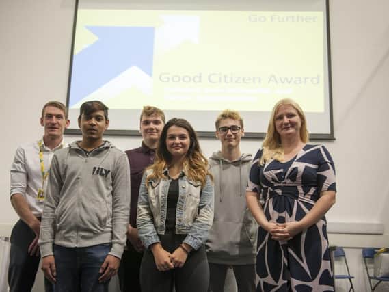 Students mark the launch of The Sheffield Colleges Good Citizen Award along with Neil Wilkinson, head of student experience at The Sheffield College and Nancy Fielder, editor of The Star