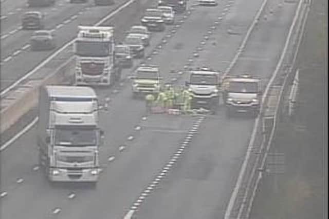 The scene on the M1 motorway. Picture: Highways England
