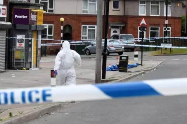A police crime scene in Woodthorpe after a shooting earlier this year