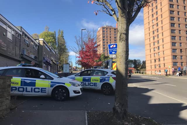The scene in Stannington Road, Stannington following last night's double stabbing