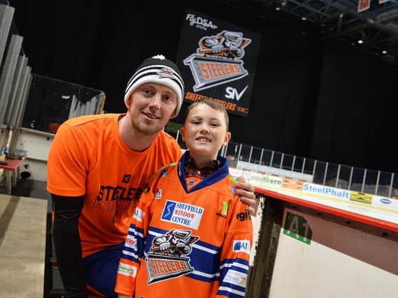 Thomas Renshaw pictured with Steelers' star Davey Phillips. Picture: Dean Woolley.