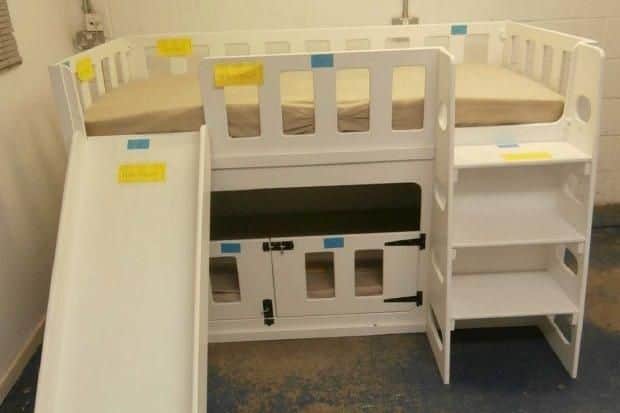 The bed seven-month-old Oscar Abbey was in when he got his head stuck in the holes and choked to death.