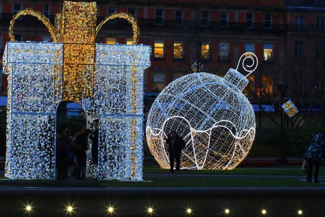 Christmas in Sheffield. Christmas lights in the Peace Gardens. Picture: Chris Etchells