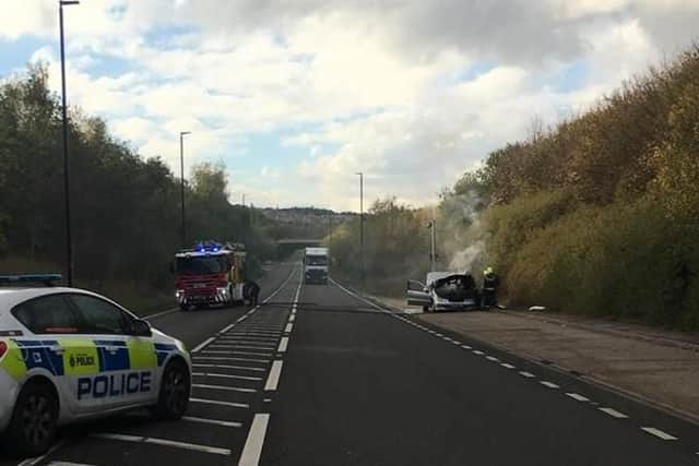 A car fire on Mosborough Parkway in Sheffield