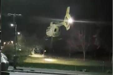 An air ambulance landed at a crash scene in Sheffield this morning