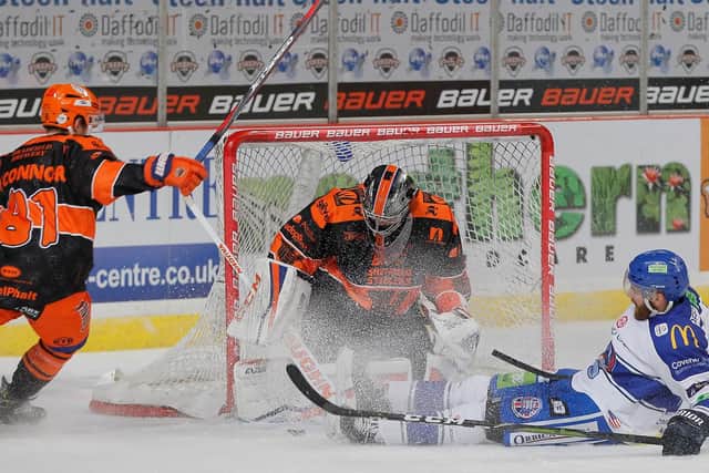 Jackson Whistle under pressure against Coventry at the Arena Picture by Hayley Roberts