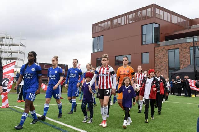 Sheffield United Ladies walk out at the Olympic Legacy Park for the first time as they hosted Leicester City. Picture: Andrew Roe
