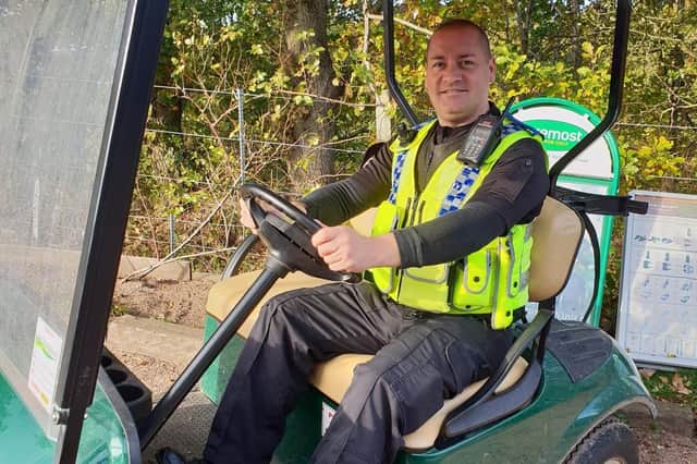 Police used a golf buggy to recover stolen goods from a Sheffield course. Picture: Sheffield West NHP.