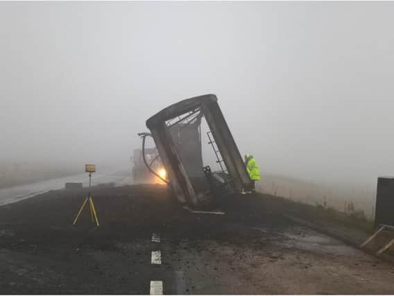 A recovery operation is underway following a lorry fire on the Woodhead Pass