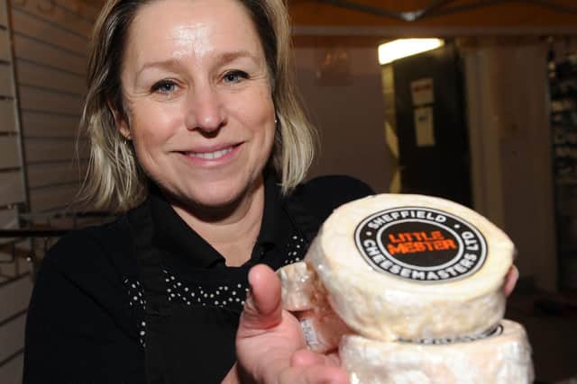 Sophie Williamson, of Sheffield Cheesemasters at the first cheese festival at the Moor Market.
