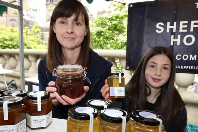Sheffield Food Fair 2016 held in the Peace Gardens. Pictured from the Sheffield Honey Company are Alison Daughtry, and Amelie Daughtry. Photo: Chris Etchells