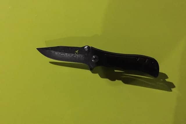 A lock knife was found in a car stopped by police officers in Rotherham