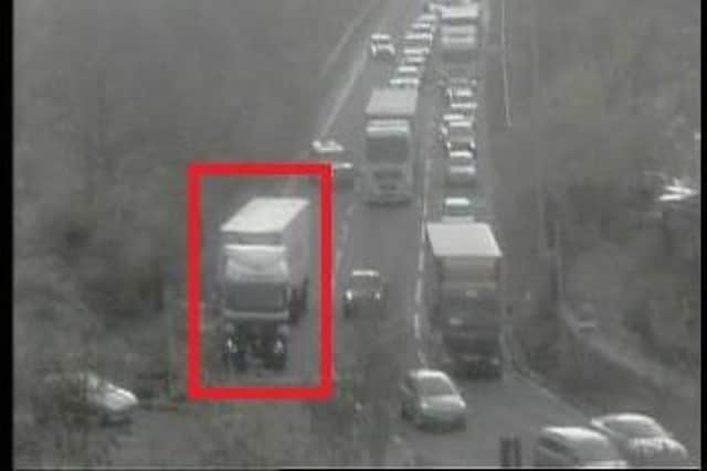 A lorry has broken down on the M1 slip road at junction 34, near Meadowhall
