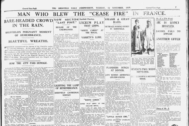 How the news of Sheffield's involvement in the end of World War One was reported 100 years ago