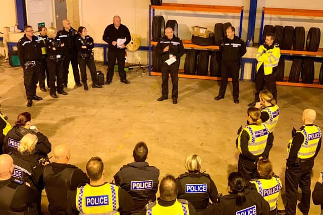 Officers during the brief for Operation Dunlin