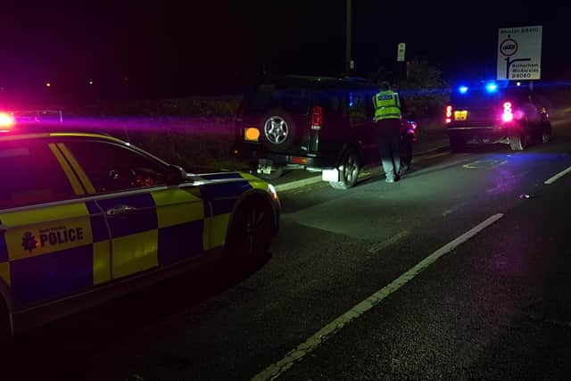 An off-road vehicle during a stop and search in Thurcroft, Rotherham