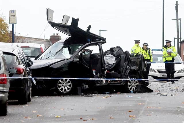 The crash scene at Bannham Road, Sheffield.