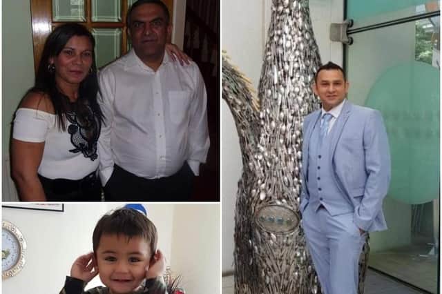 Clockwise from top: Husband and wife Vlasta Dunova, 41, and Miroslav Duna, 50; Adnan Ashraf Jarral and one-year-old Usman Adnan Jarral