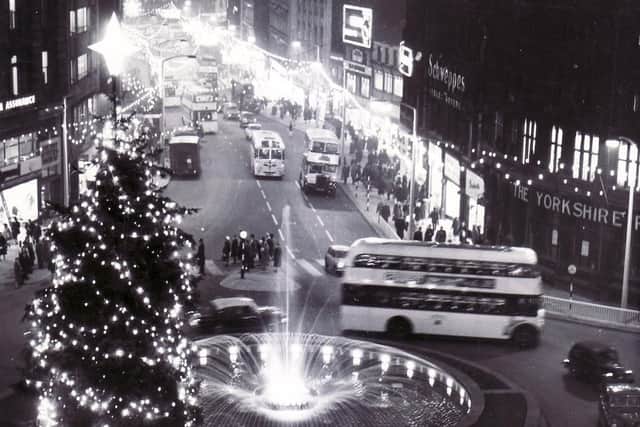 The Christmas lights on Fargate in 1967