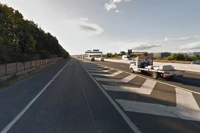 The M1 entry slip road at Meadowhall.