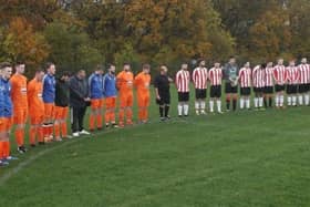 Mosborough Whites v Beighton Magpies observe minute's silence on Remembrance Sunday
