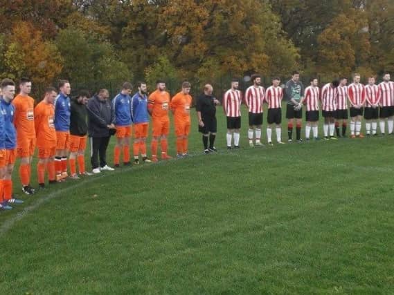 Mosborough Whites v Beighton Magpies observe minute's silence on Remembrance Sunday