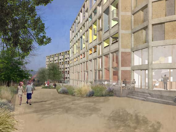 An artist's impression showing how the second phase of the redevelopment at Park Hill will look. Picture: Mikhail Riches