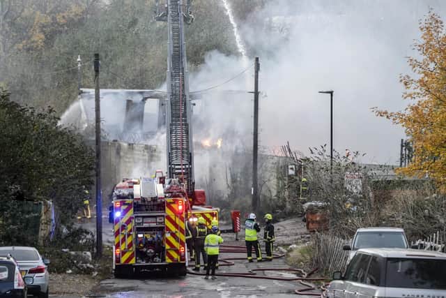 Firefighters at a blaze on Manor Lane in Sheffield, believed to be a recycling plant
