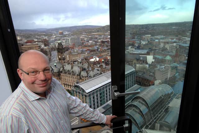 Graeme Dodds in a flat on the 24th floor on St Paul's Tower - Sheffield's tallest building. Picture: Chris Lawton.
