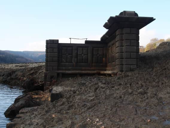 Part of Derwent Hall has been exposed by the low water levels (Picture: Severn Trent water)