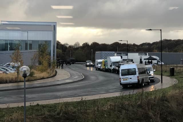 A film crew today at Sheffield Business Park near Tinsley.