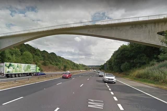 A laser pen was aimed at motorists on the M1 in South Yorkshire last night