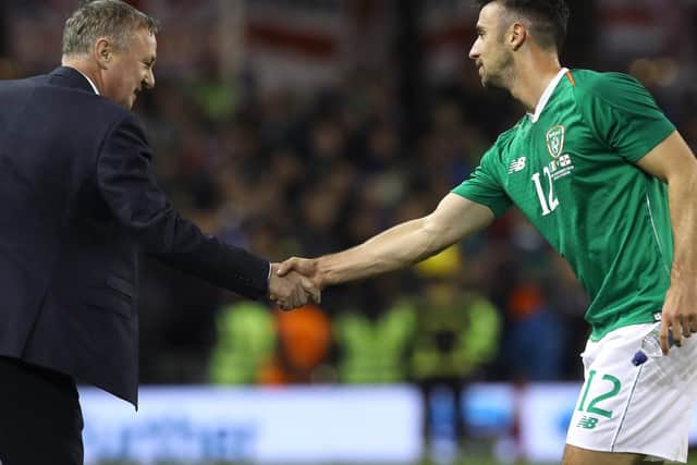 The Republic of Ireland's Enda Stevens (right) is being offered fresh terms: Lorraine O'Sullivan/PA Wire.