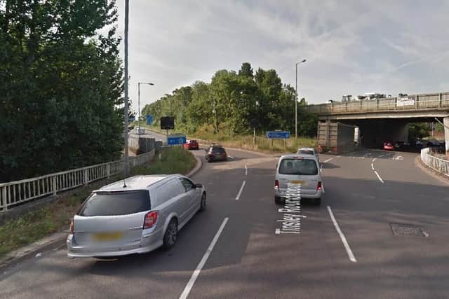 The M1 southbound entry slip road at Meadowhall. Picture: Google.