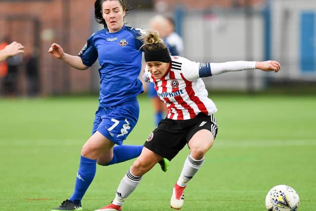 Ellie Gilliat of Sheffield United during the FA Women's Championship match at the Olympic Legacy Park Stadium, Sheffield.  Harry Marshall/Sportimage
