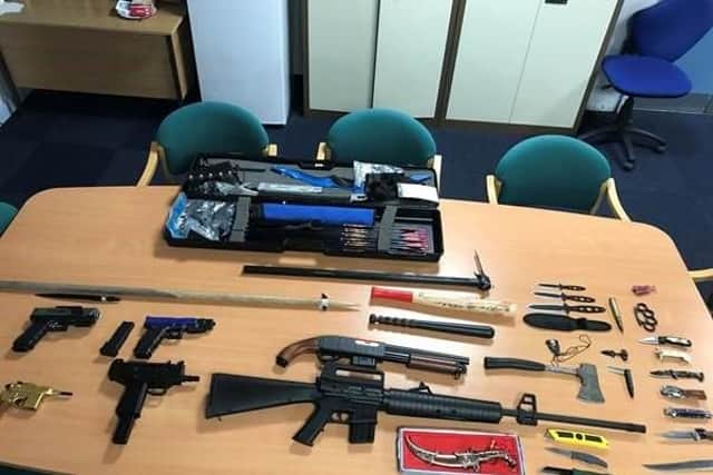 These weapons were seized by officers in Rotherham last night