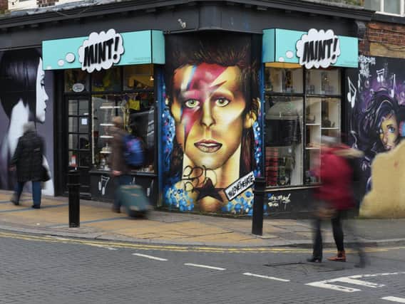 David Bowie street art in Division Street, Sheffield