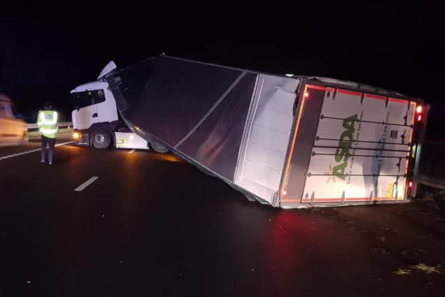 An Asda lorry has crashed on the M1 in South Yorkshire this morning